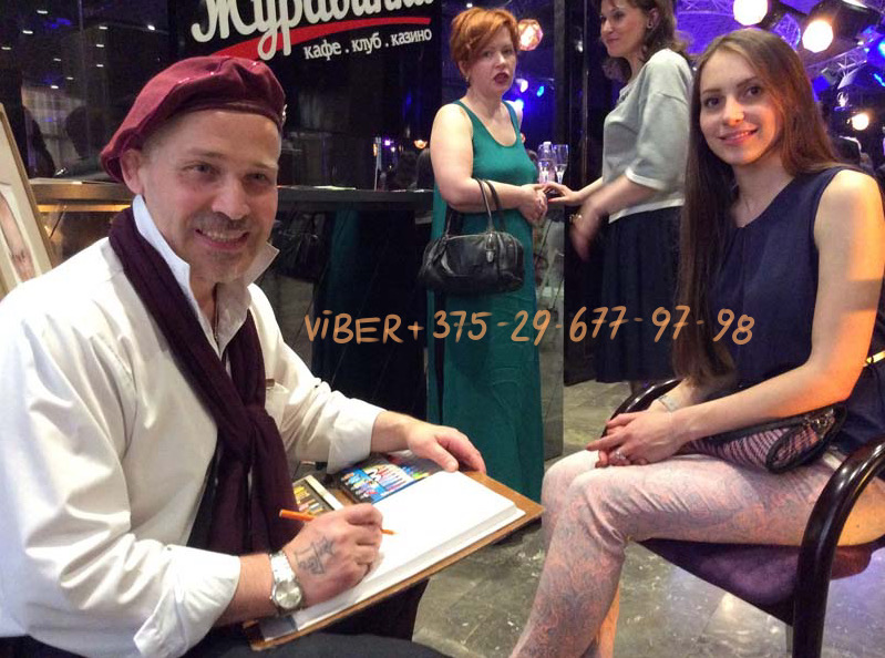 шаржист Михаил Шабалин,
    Мишель рисует на мероприятии в ресторане Журавинка