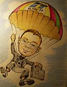 Парашутист цветными мелками Шаржист Михаил Шабалин шаржист Мишель