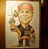 Игрок страйкбола цветными мелками Шаржист Михаил Шабалин шаржист Мишель