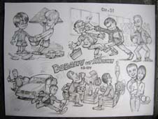 коллективный шарж на 23 февраля карандашом Шаржист Михаил Шабалин Мишель