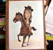 Дружеский шарж всадника ковбоя Шаржист Михаил Шабалин Мишель