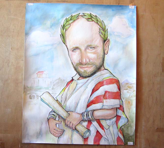 Акварельный рисунок в образе Цезаря Шаржист Михаил Шабалин Мишель